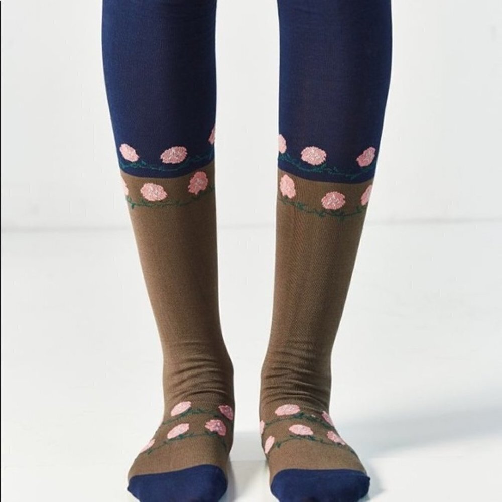 Out From Under Flower Colorblock Knee Socks - Picture 2 of 2